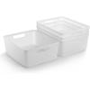 BINO | Woven Plastic Basket | XS (Black), 5-Pack | THE JUTE COLLECTION | Home Organization, Space – Saving Storage, Stylish Design | Jute Basket | Plastic Storage Basket(White)