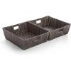 BINO 2 Pack Woven Resin Basket Organizer – Shelf Organizer with Built-in Carry Handles, Large – Dark Grey