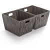 BINO 2 Pack Woven Resin Basket Organizer – Shelf Organizer with Built-in Carry Handles, Medium – Dark Grey
