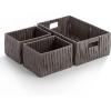 BINO 3 Pack Woven Resin Basket Organizer – Shelf Organizer with Built-in Carry Handles – Dark Grey