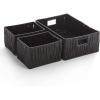 BINO 3 Pack Woven Resin Basket Organizer – Shelf Organizer with Built-in Carry Handles (Black)