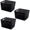 BINO Woven Plastic Storage Basket (Black, 3PK-L)