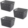 BINO Woven Plastic Storage Basket (Grey, 3PK-L)