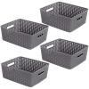 BINO Woven Plastic Storage Basket (Light Grey, 4PK-M)