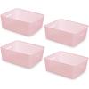 BINO Woven Plastic Storage Basket (Light Pink, 4PK-M)