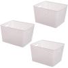 BINO Woven Plastic Storage Basket (White, 3PK-L)