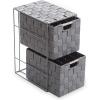 BINO Woven Strap 2 Drawer Storage Tower – Light Grey – Vertical Dresser Storage Tower, Easy Pull Fabric Bins