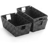 BINO Woven Strap Storage Basket With Built-In Carry Handles | Stylish Storage Organizer | Decorative Home Storage | Neat And Tidy Organizer, Home Essentials (Small – Dark Grey)