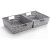 BINO Woven Strap Storage Basket With Built-In Carry Handles | Stylish Storage Organizer | Decorative Home Storage | Neat And Tidy Organizer, Home Essentials (Medium – Light Grey, 2-Pack)