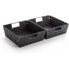BINO Woven Strap Storage Basket With Built-In Carry Handles | Stylish Storage Organizer | Decorative Home Storage | Neat And Tidy Organizer, Home Essentials (Medium – Dark Grey, 2-Pack)