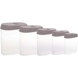 BINO 10-Piece Multi-Purpose Flip Lid Container Set – Kitchen Pantry Cereal & Dry Food Storage, White
