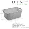 BINO Woven Plastic Laundry Hamper Storage Basket, Light Grey(2 pack)