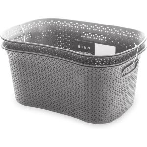BINO Woven Plastic Laundry Hamper Storage Basket, Light Grey