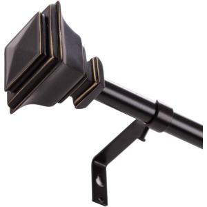 BINO Antique Black Curtain Rod – 42″to 120″Adjustable for Windows and Drapery