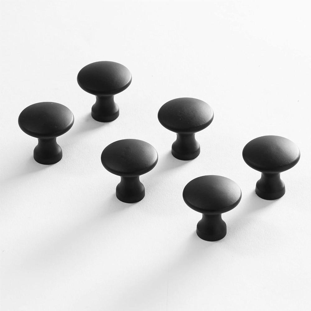 image:imageBINO 6Pack Cabinet Knobs  118 Diameter 30mm Matte Black  Dresser Knobs for Dresser Drawer Knobs and Pulls Knobs and Pulls Handles