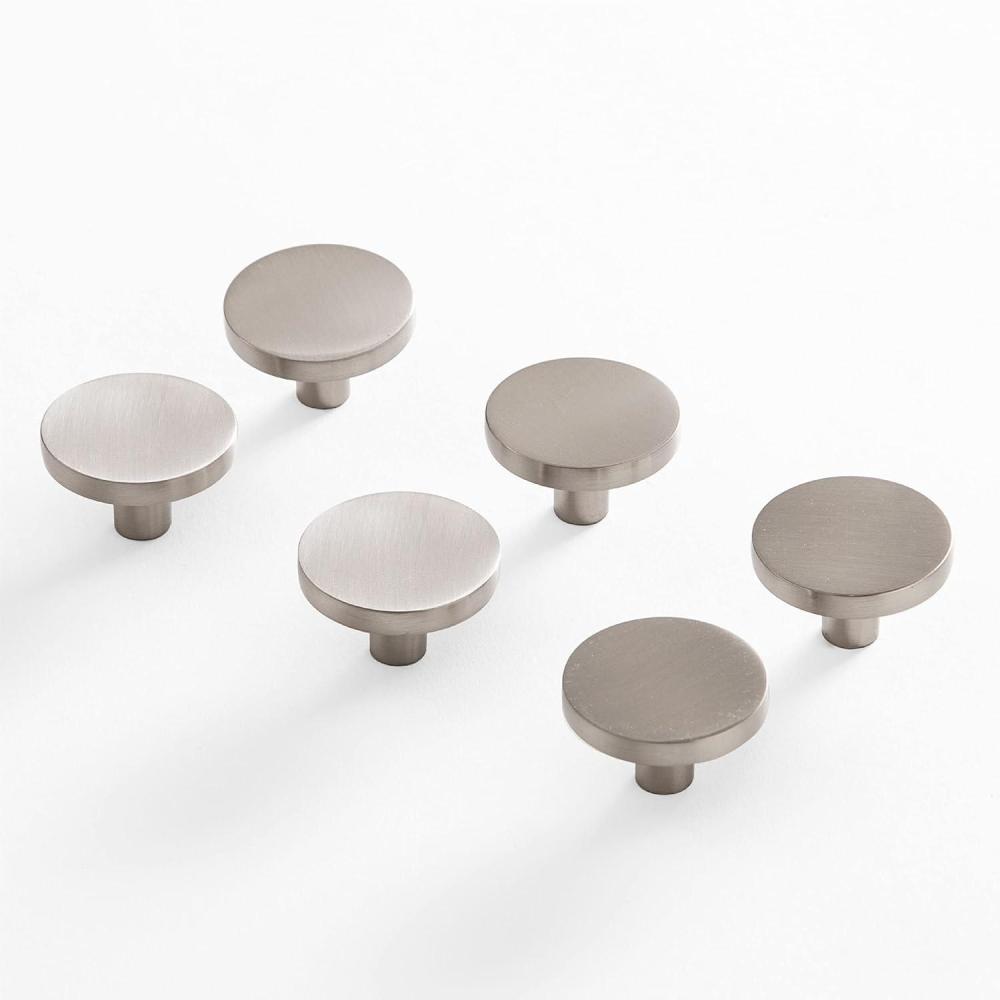 image:imageBINO 6Pack Cabinet Knobs  122 Diameter 31mm Brushed Nickel  Dresser Knobs for Dresser Drawer Knobs and Pulls Knobs and Pulls Handles