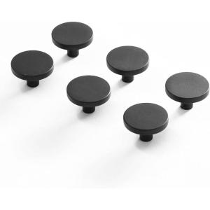 BINO 6-Pack Cabinet Knobs – 1.22″ Diameter (31mm), Matte Black – Dresser Knobs for Dresser Drawer and Pulls and Handles Pulls